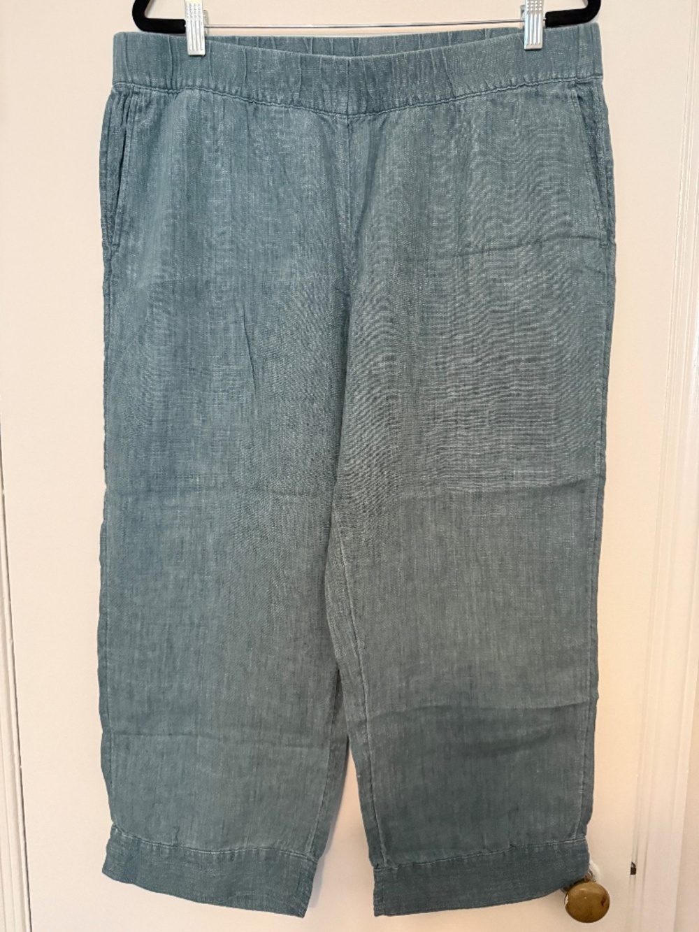 Nice J. Jill Linen Cropped Pants (pureJill) in light teal size L